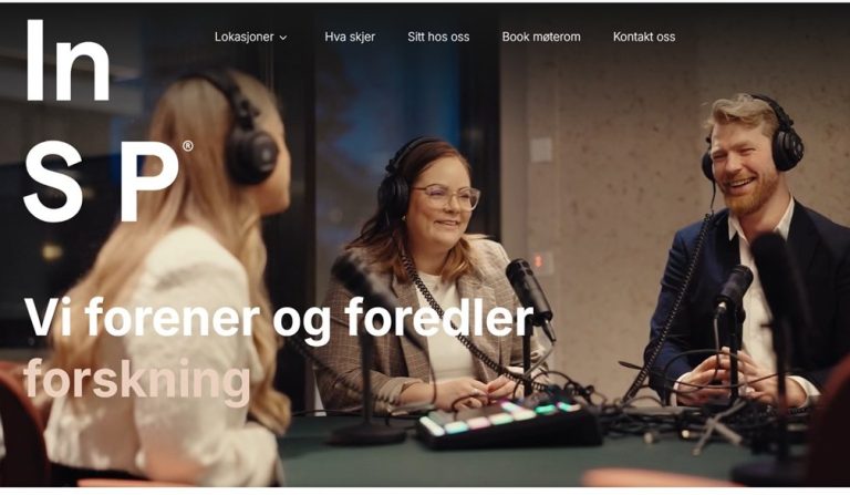 Skjermdropp av InSP sin nettside.
